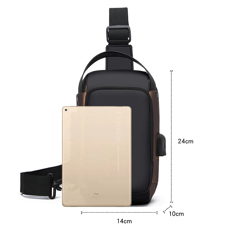 UrbanCarry Anti-Theft Sling Bag - worn on back (puesto en la espalda)